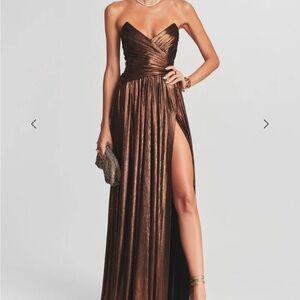 Retrofete Metallic Brown Maxi Dress